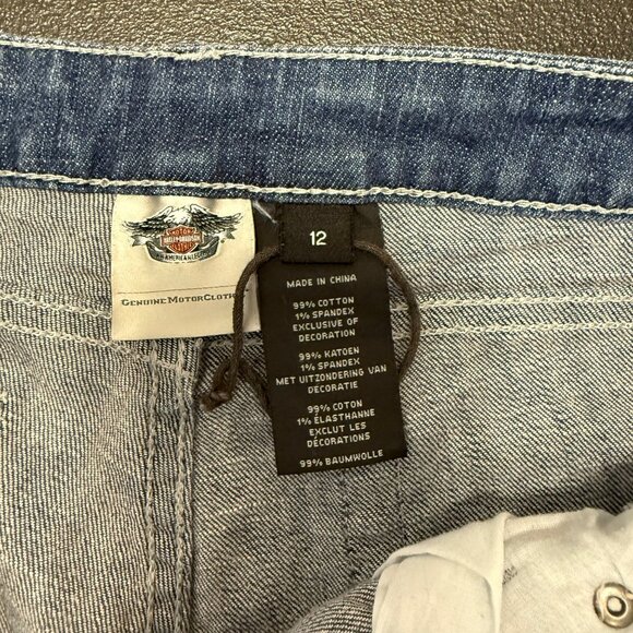 Harley-Davidson Womens Bootcut Jeans Size 12 Studded Embellished Pocket Denim - Picture 5 of 10